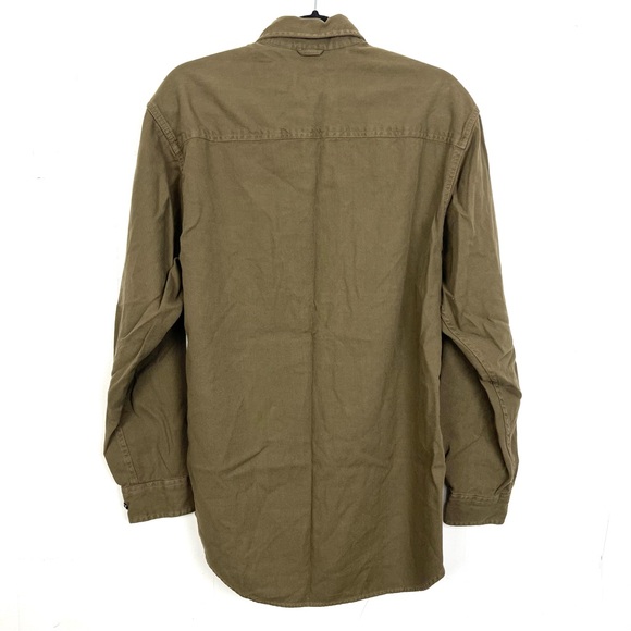 NWT Izod Jeans Twill Button Down Shirt Pigment Dyed Olive Green Men's Small - Picture 4 of 4